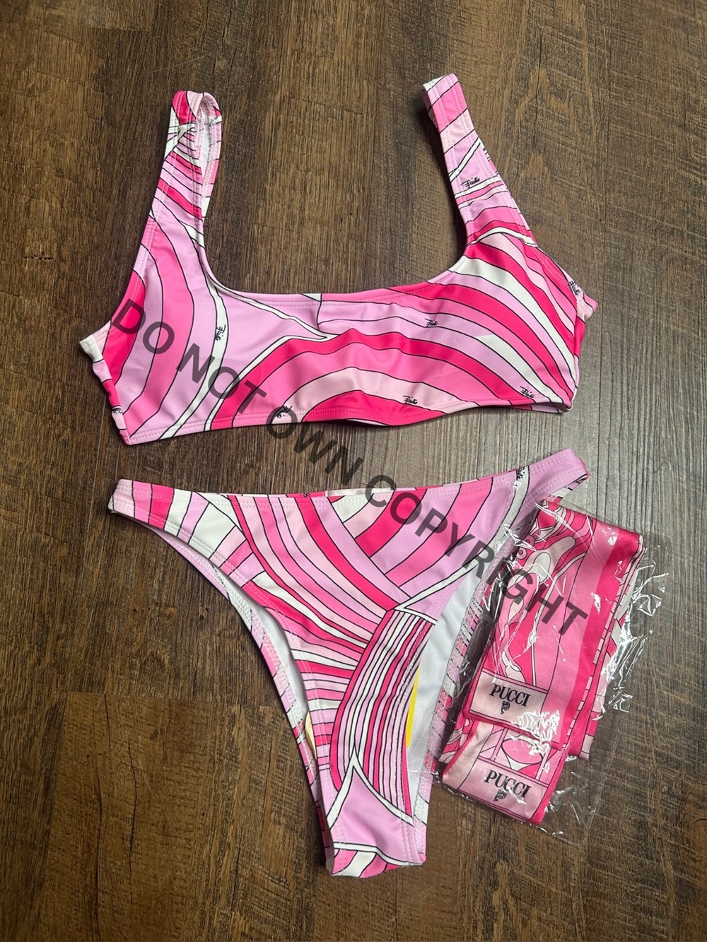 Emilio P**** Pink Multi-Stripe Scoop Bikini